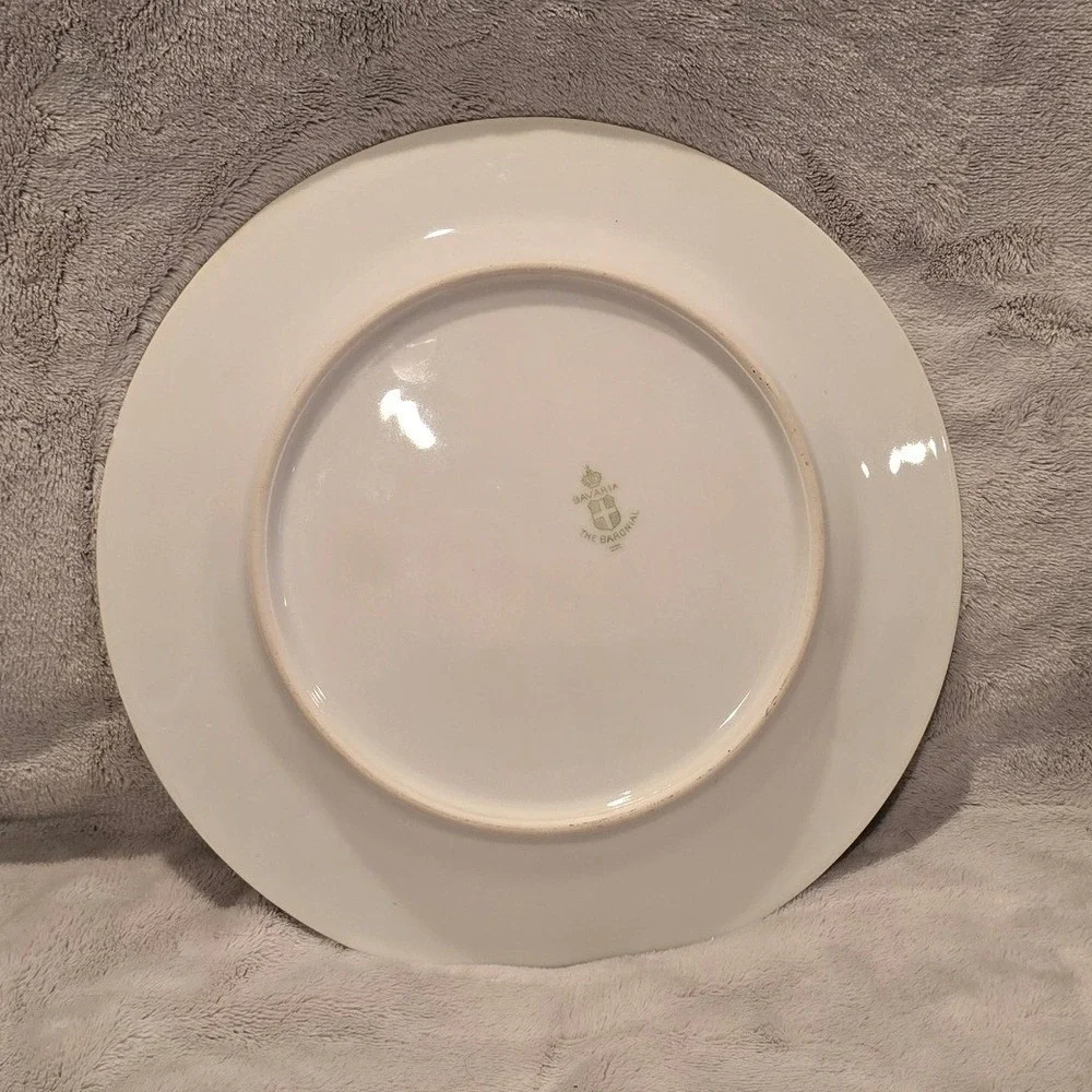 Vtg‎ Bavaria The Baronial Hand Painted Purple Rose Porcelain Plate Gold Rim 10